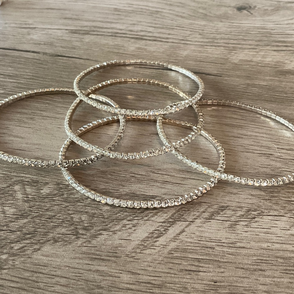 Gold Rhinestone Bangle Bracelets - Set of 5